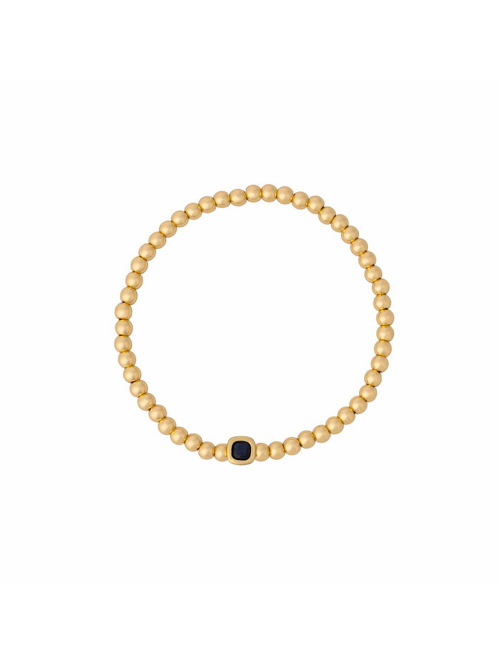 Pulsera Birthstone Bolitas Doradas