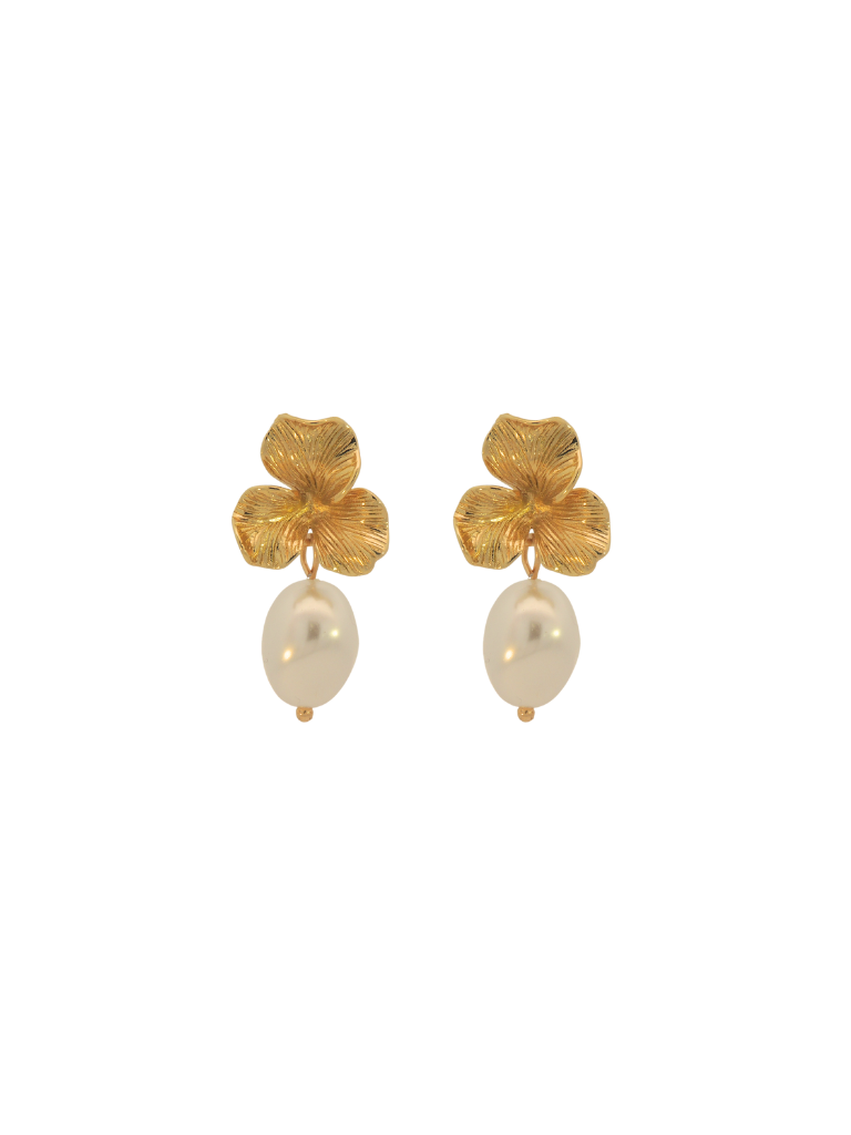 Par Arete Hoja Con Perla