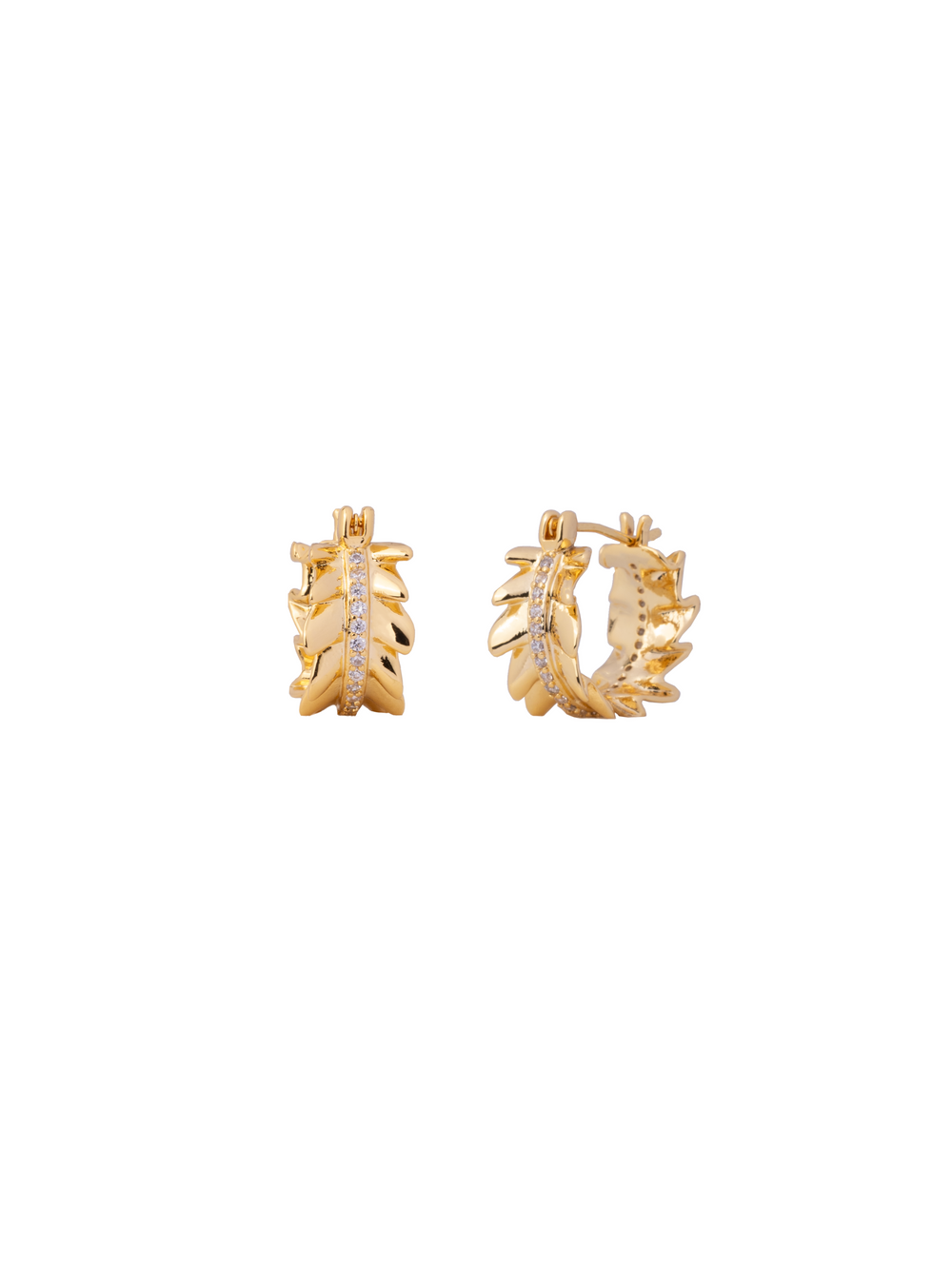 Par Arracada Hoja Con Zirconia