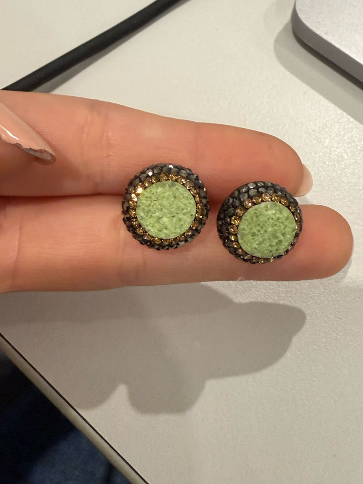 Par Arete Mini Turco Calcita Verde Claro