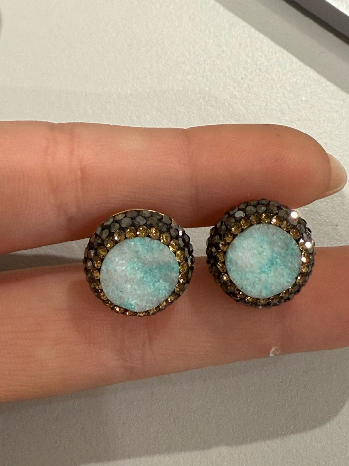 Par Arete Mini Turco Calcita Aqua