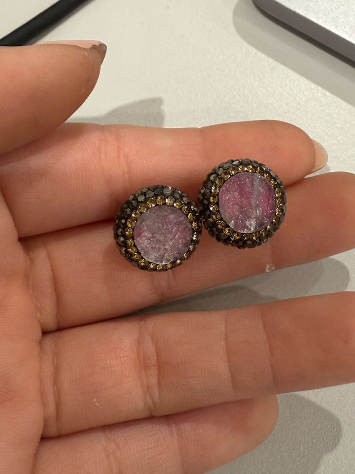 Par Arete Mini Turco Calcita Morada