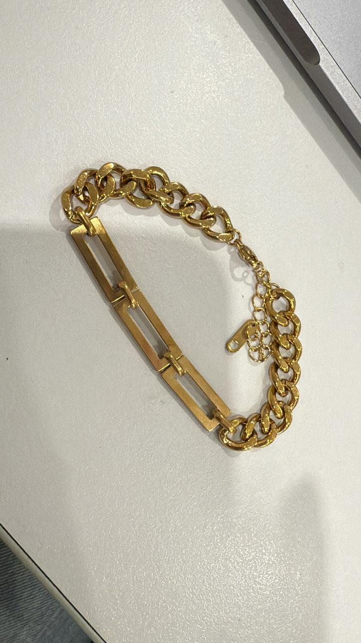 Pulsera Cubana Con Tres Eslabones