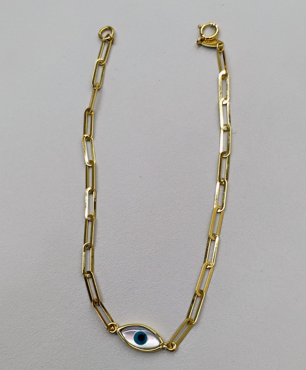 Pulsera Eslabones Tipo Clip Con Ojo Oro 14k