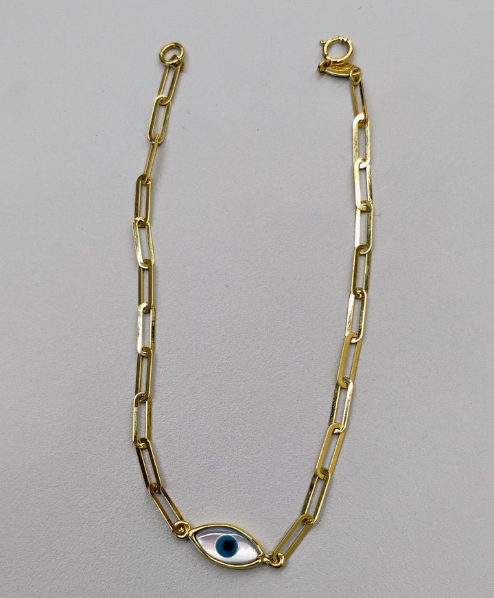 Pulsera Eslabones Tipo Clip Con Ojo Oro 14k