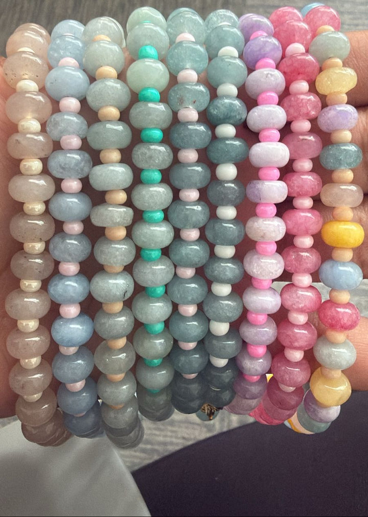 Choker Aros Piedra Natural Bolitas Colores 8 mm
