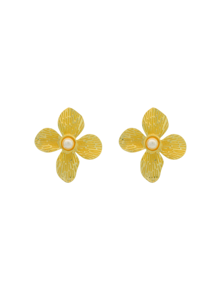 Par Arete Flor Con Perla