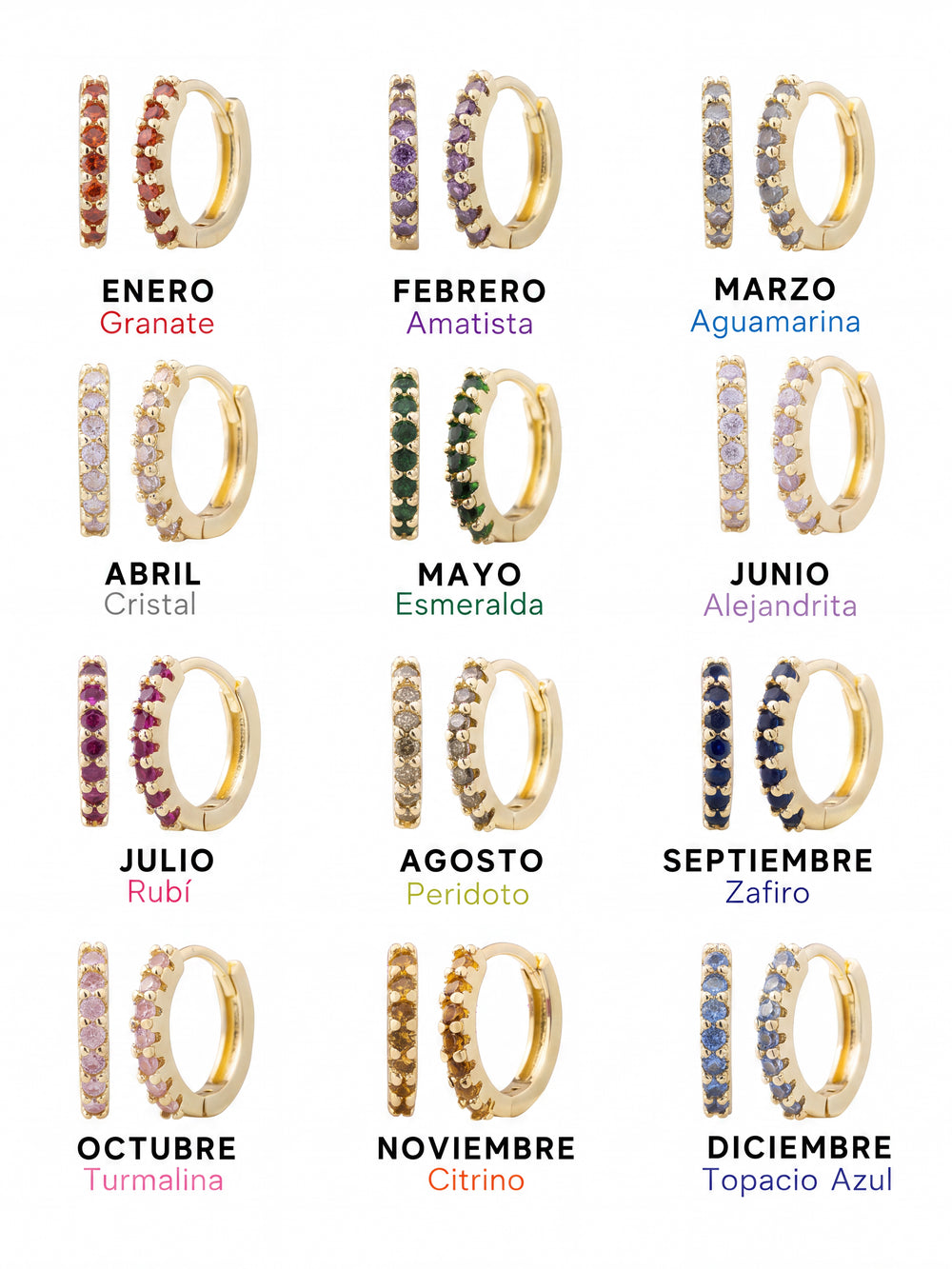 Par Arracada Zirconias Birthstone Dorada