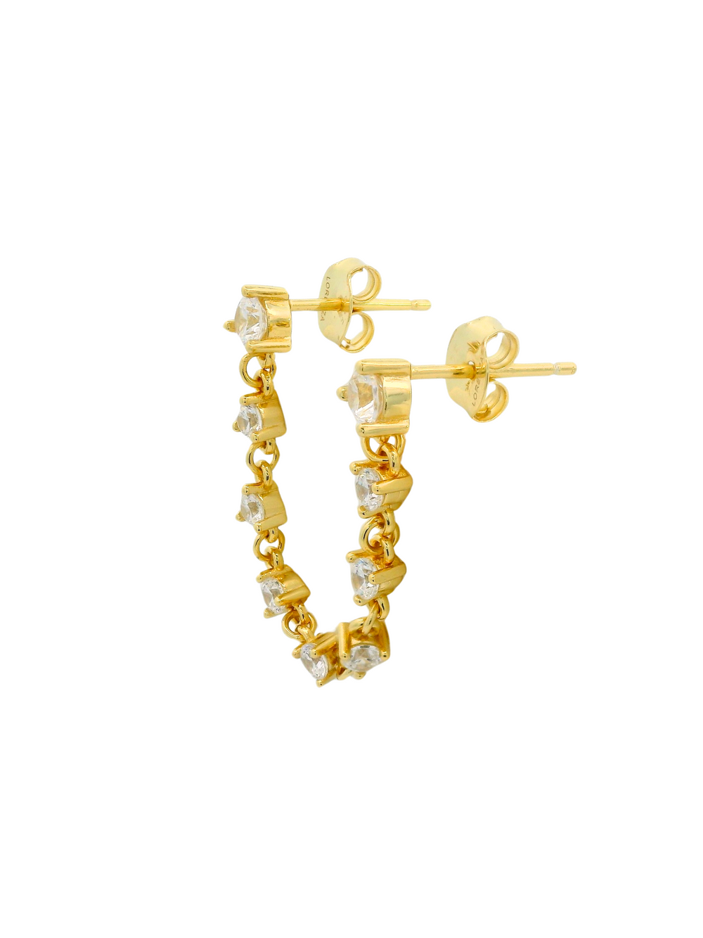 Arete Con Cadena Doble Zirconia