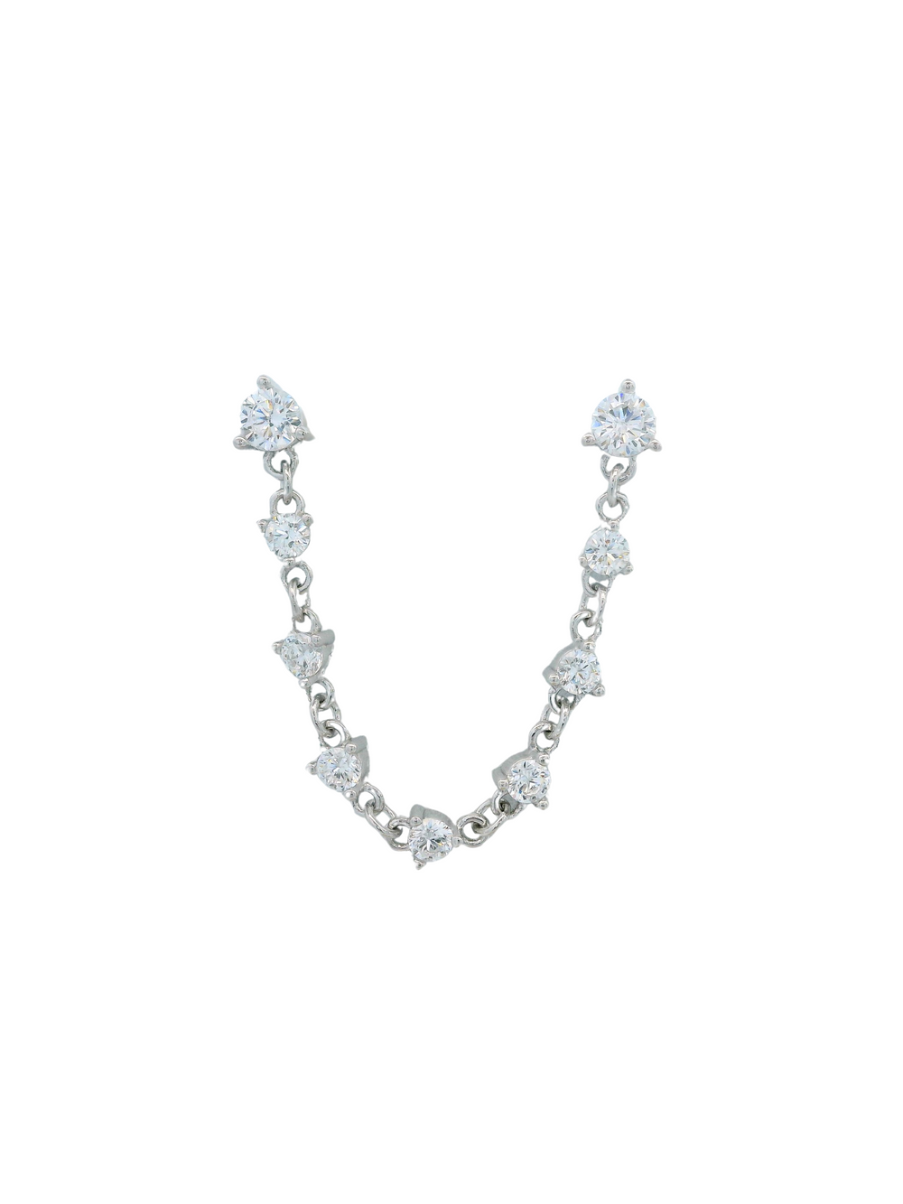 Arete Con Cadena Doble Zirconia