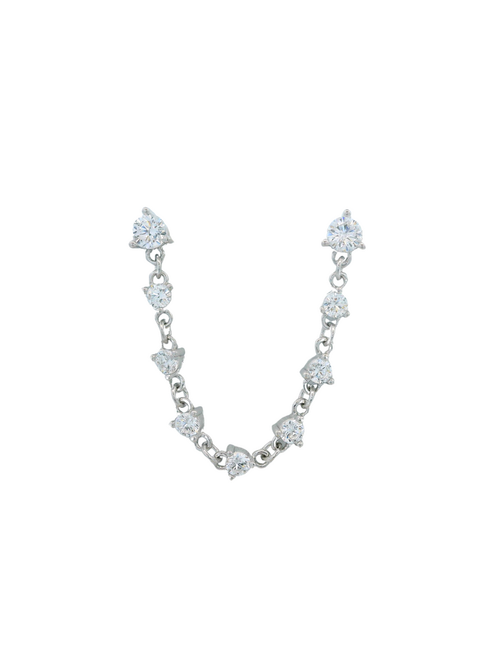 Arete Con Cadena Doble Zirconia