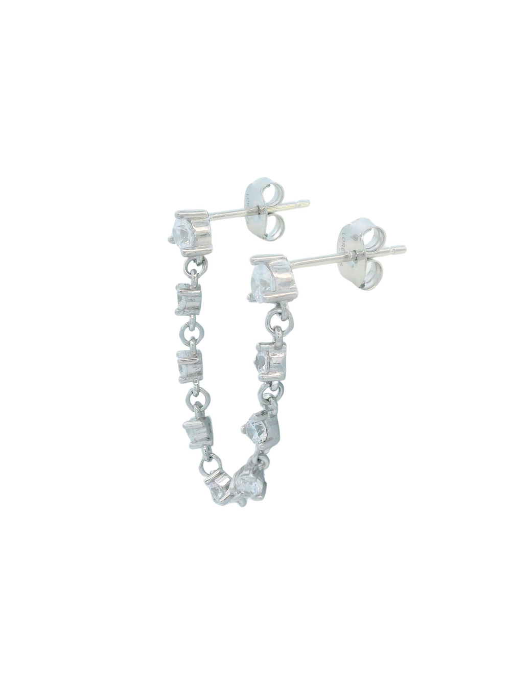 Arete Con Cadena Doble Zirconia