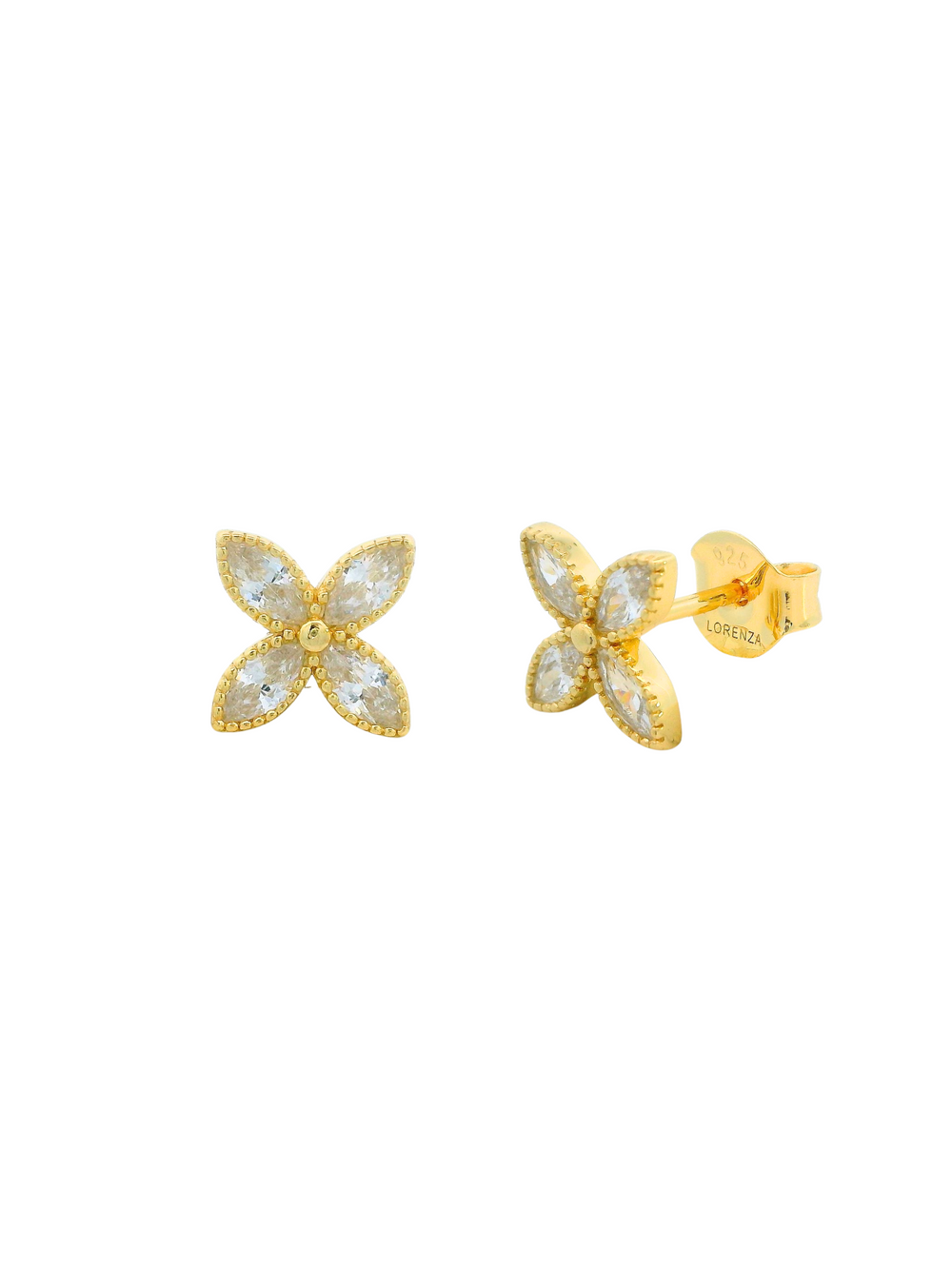Par Arete Mini Flor Con Zirconias