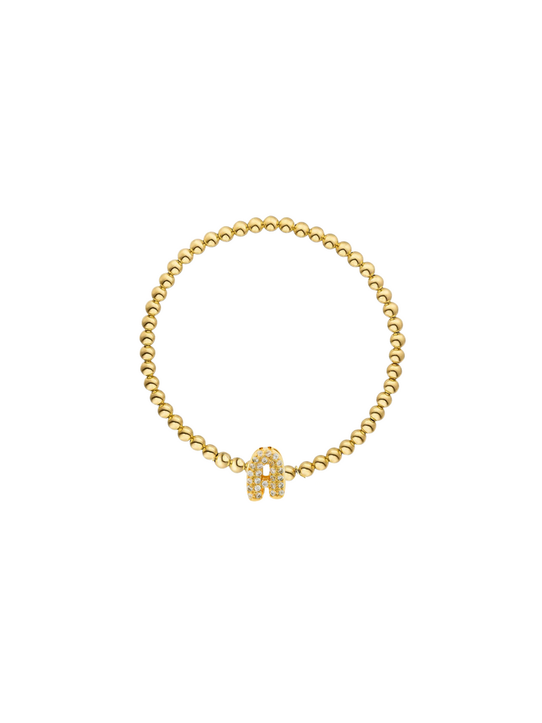Pulsera Dorada Con Inicial Mini Bubble Zirconia