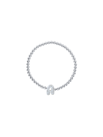 Pulsera Plateada Con Inicial Mini Bubble Zirconia