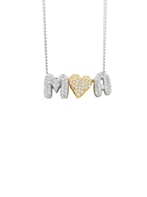 Collar Con Corazon Inicial Mini Bubble Zirconias