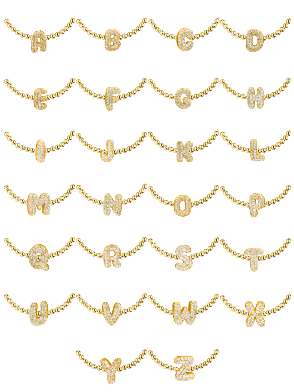 Pulsera Dorada Con Inicial Mini Bubble Zirconia