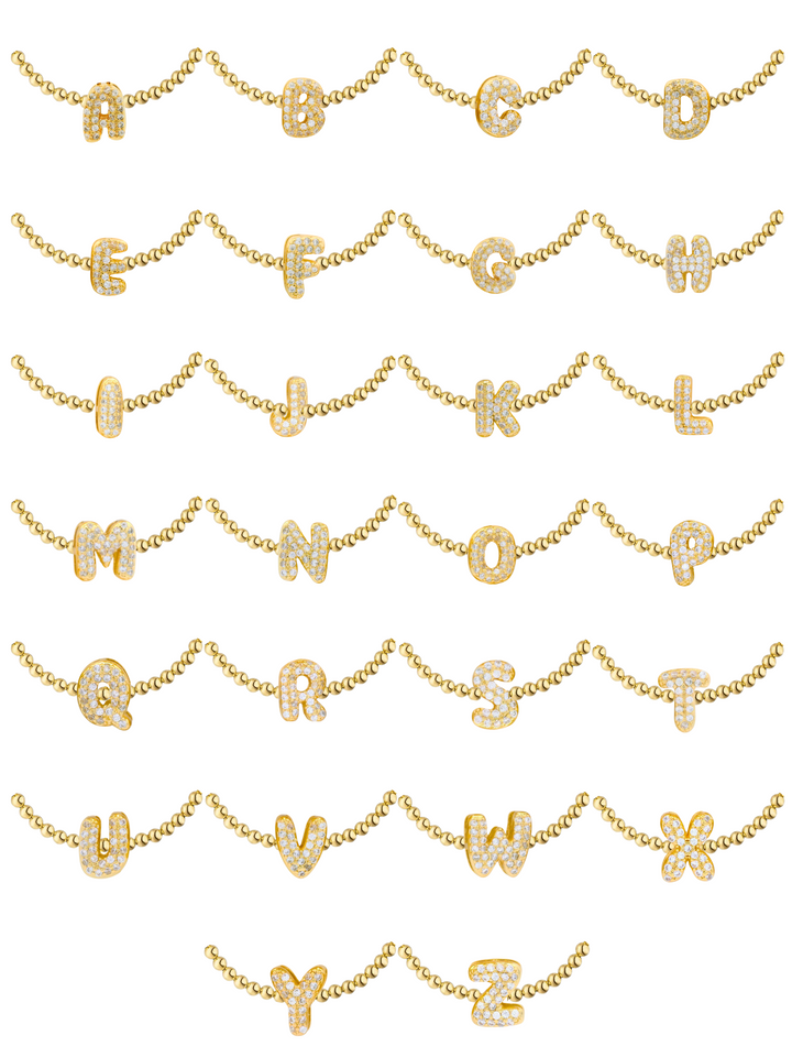 Pulsera Dorada Con Inicial Mini Bubble Zirconia
