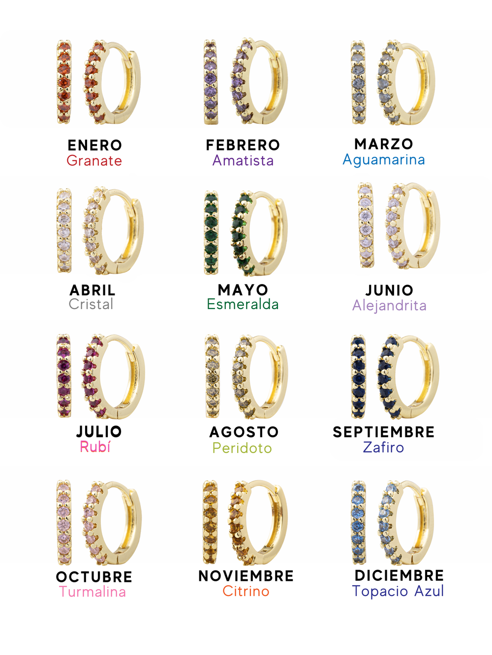 Par Arracada Zirconias Birthstone