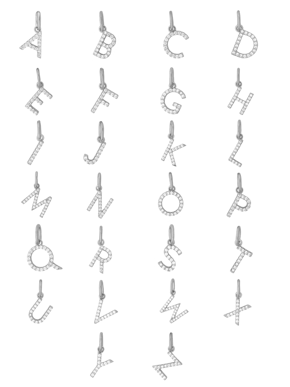 Collar Plateado Inicial Con Zirconias