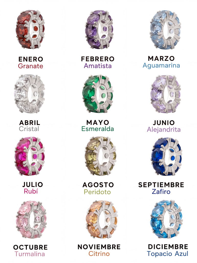 Arma Tu Collar Dije Birthstone Plateado