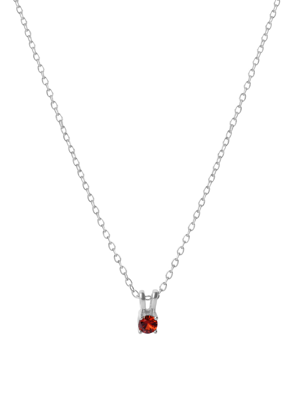 Collar Plateado Dije Zirconia Birthstone