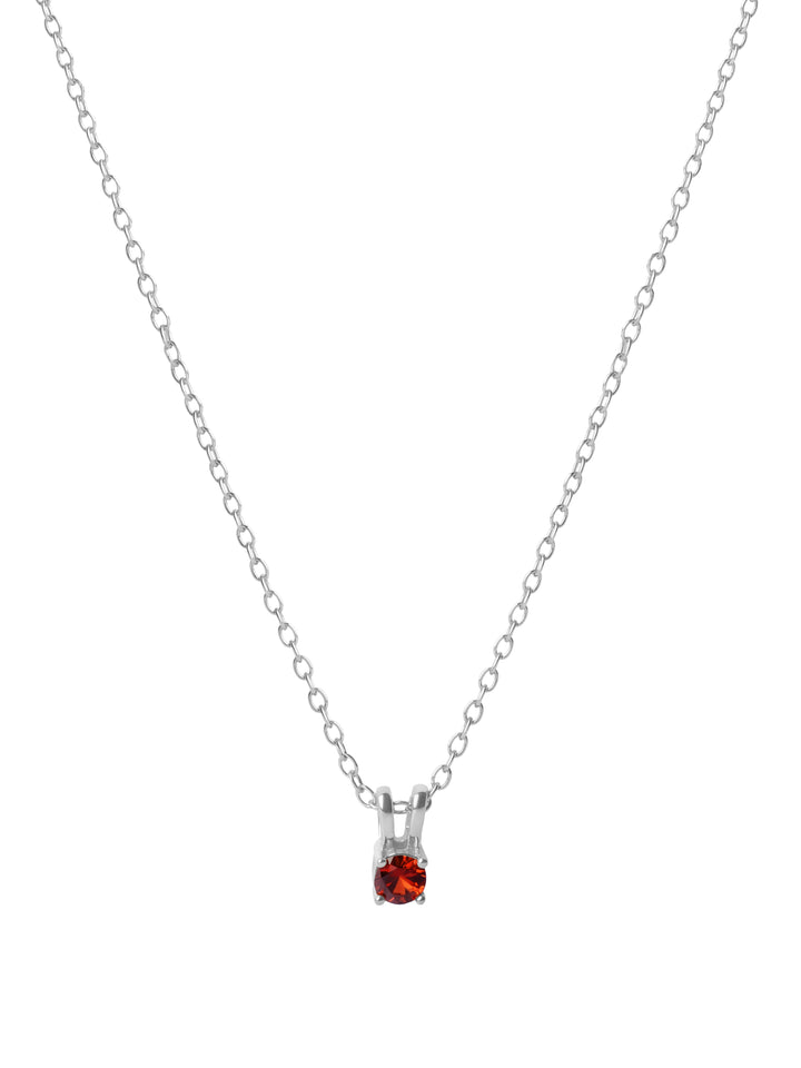 Collar Plateado Dije Zirconia Birthstone