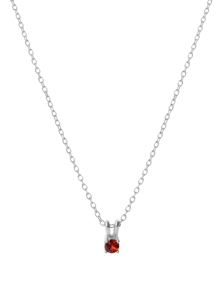 Collar Plateado Dije Zirconia Birthstone