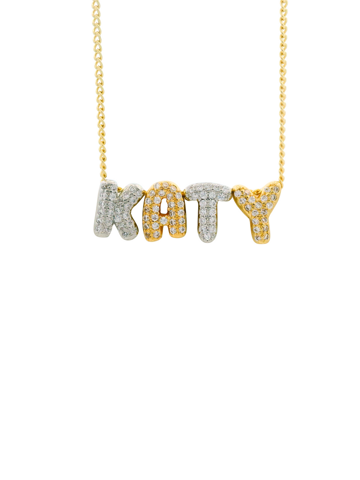 Personaliza Tu Collar Con Inicial Mini Bubble Combinado Zirconias