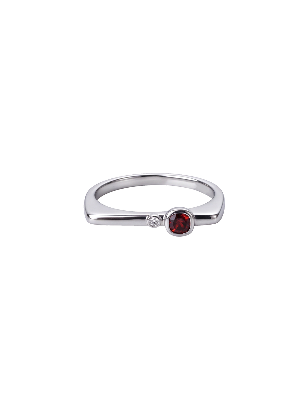 Anillo Rectangular Con Zirconia Birthstone