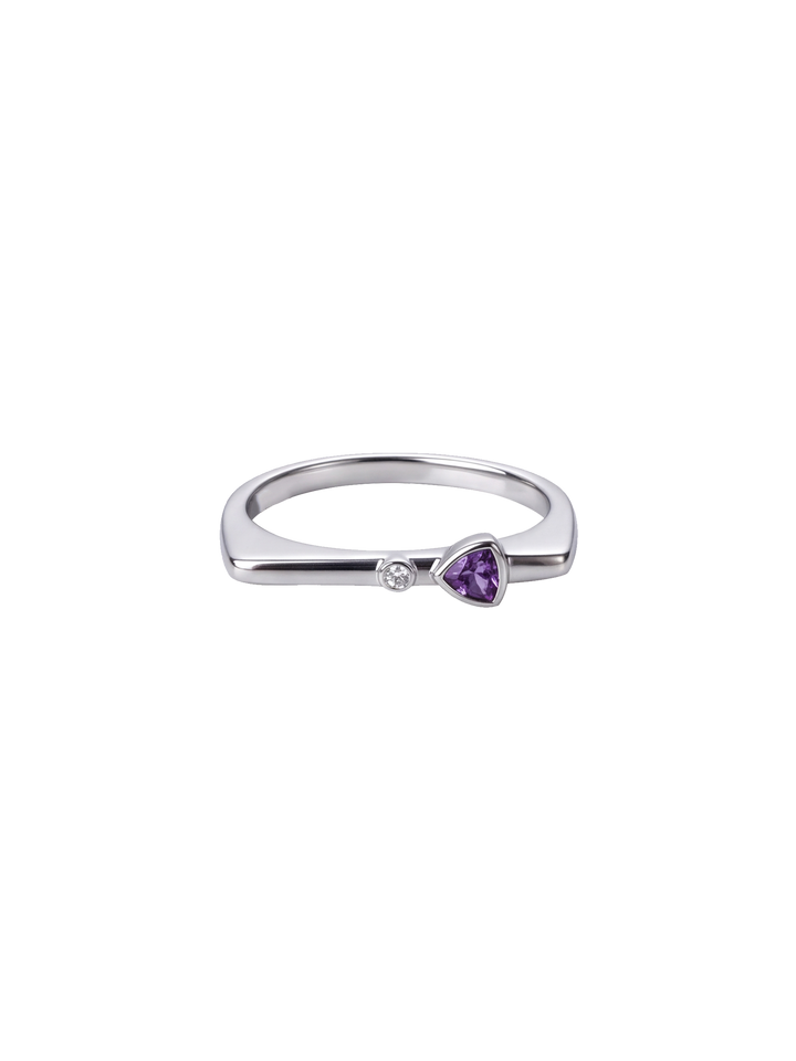 Anillo Rectangular Con Zirconia Birthstone