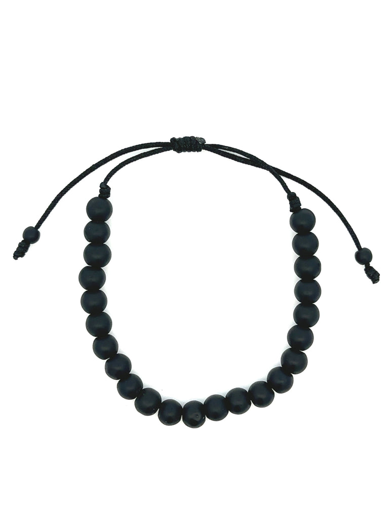 Pulsera Bolitas Negras Onix Mate