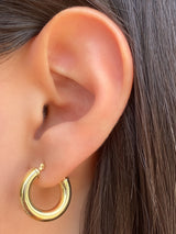 Par Mini Arracada Gruesa Dorada 12 mm Oro 10k