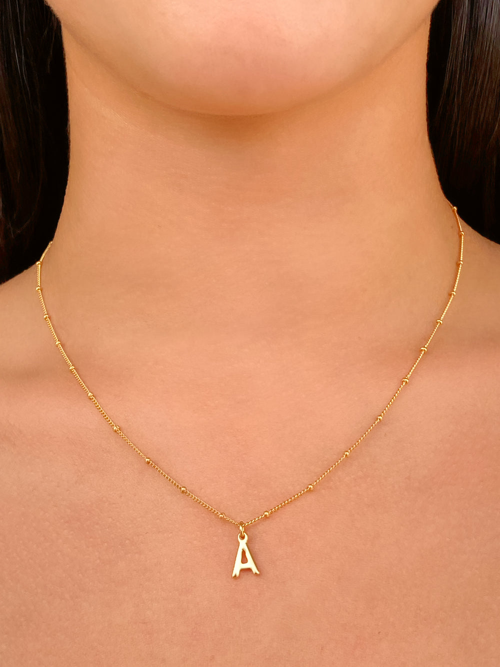Collar Cadena Bolitas Con Inicial