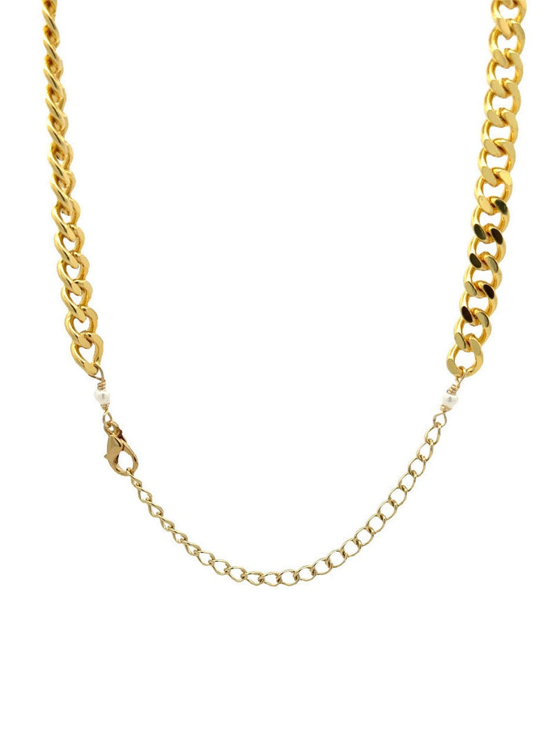 Collar Eslabón Dorado y Placa con Inicial
