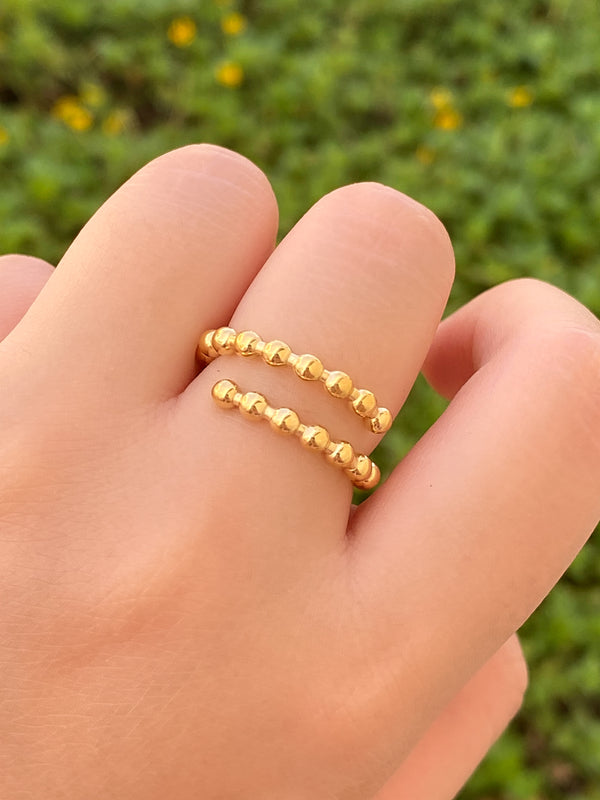 Anillo Doble Con Bolitas