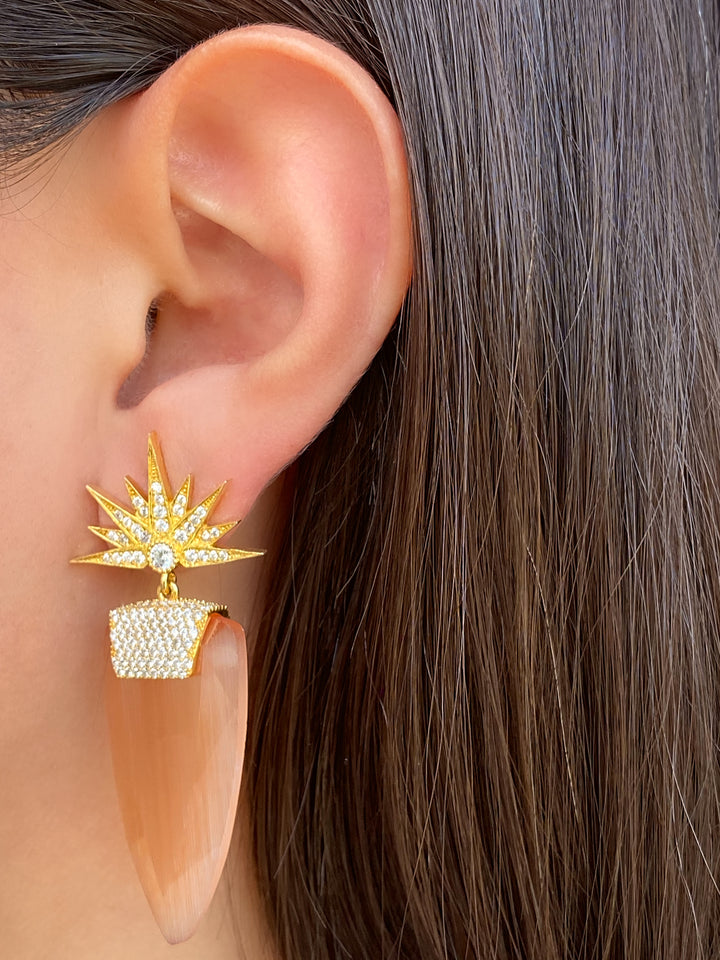 Par Aretes Ojo de Gato Naranja