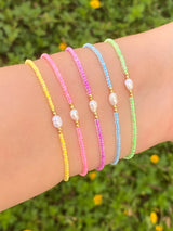 Pulsera Chaquiras Con Perla al Centro