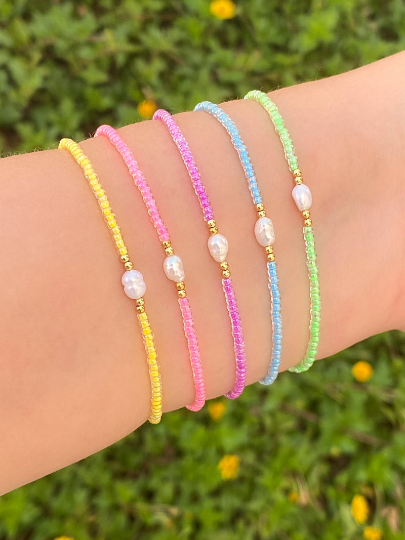 Pulsera Chaquiras Con Perla al Centro