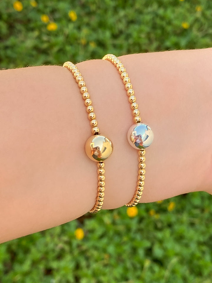 Pulsera Bolitas 3mm y Bolita Grande Gold Filled