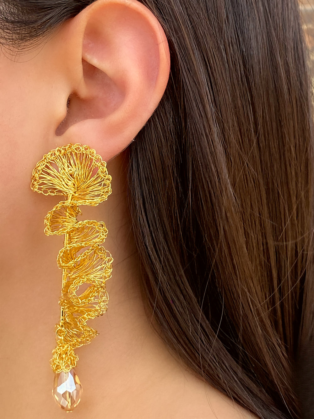 Par Aretes Dorados Gota Dorada