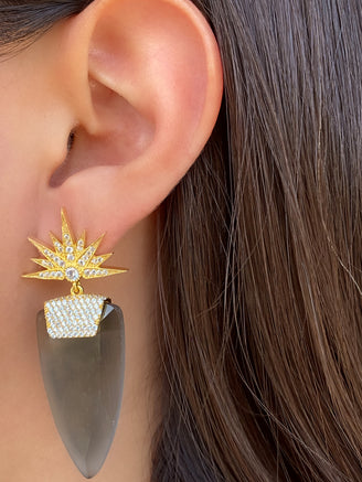 Par Aretes Ojo de Gato Gris