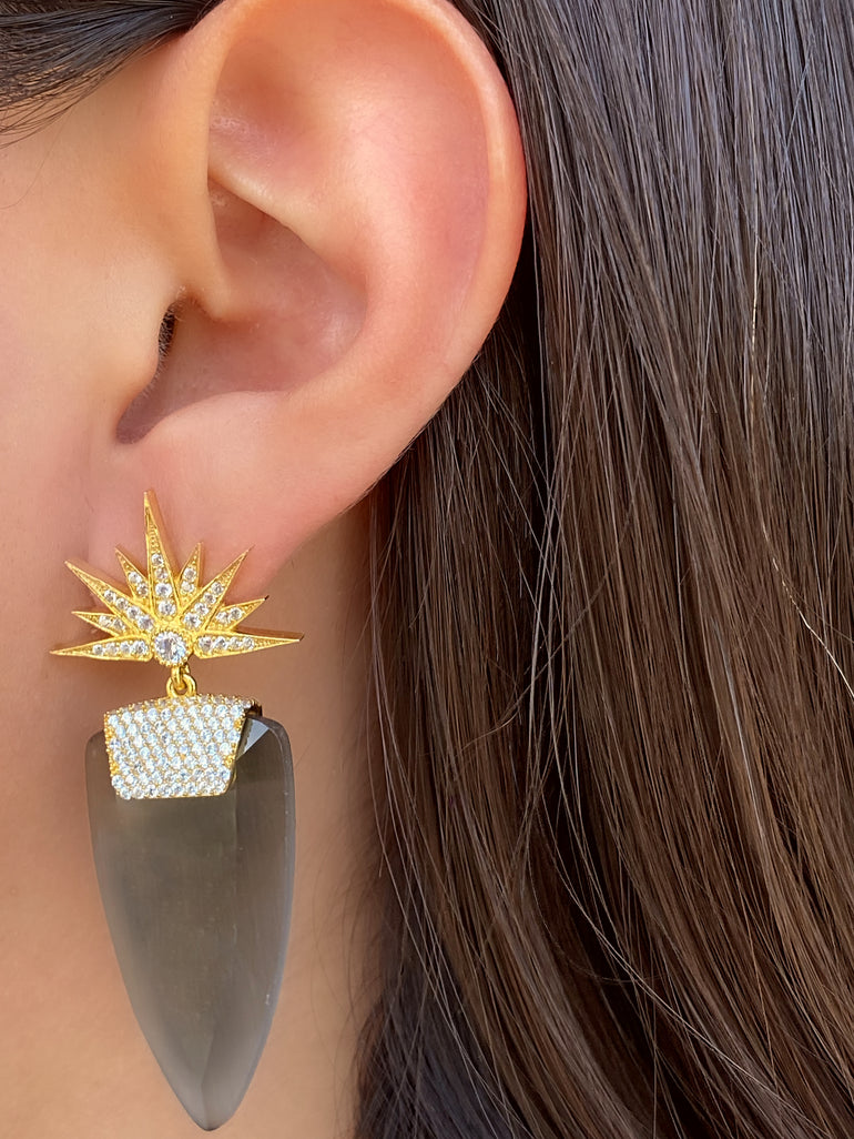 Par Aretes Ojo de Gato Gris