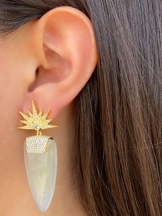 Par Aretes Ojo de Gato Blanco