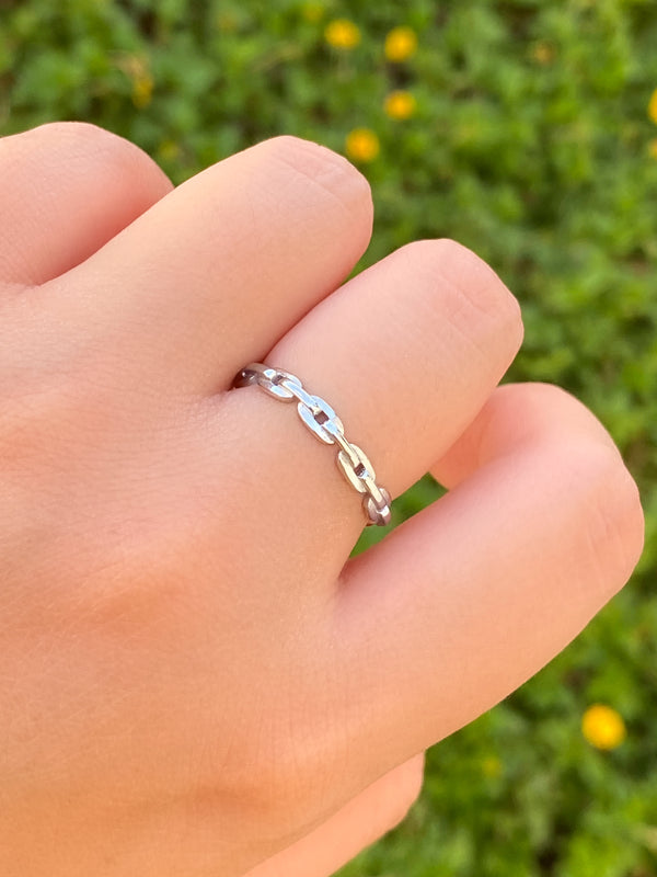 Anillo Eslabon Plateado