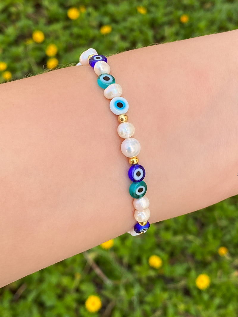 Pulsera Perlas y Ojos