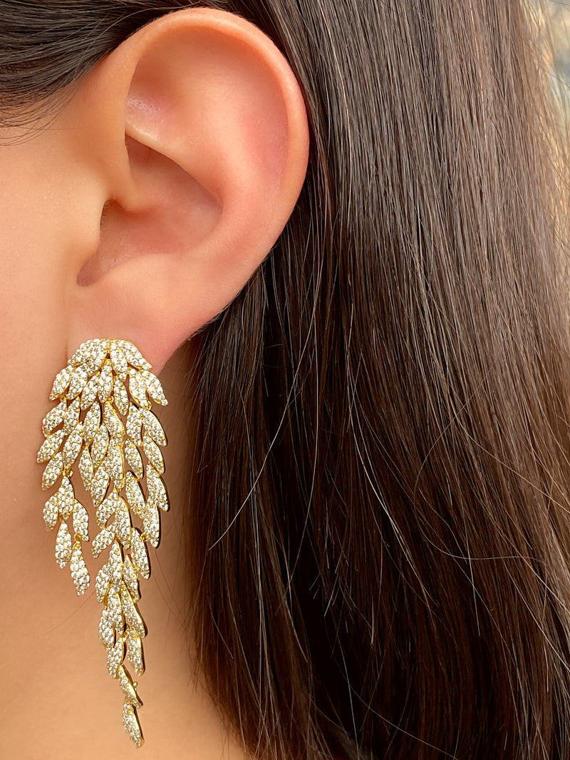 Par Aretes Hojas Largos
