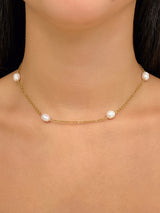Collar Dorado Con Perlas Naturales