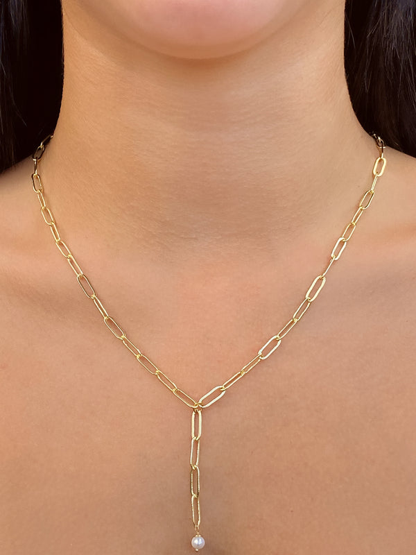 Collar Eslabón Tira con Perla