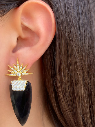 Par Aretes Ojo de Gato Negro